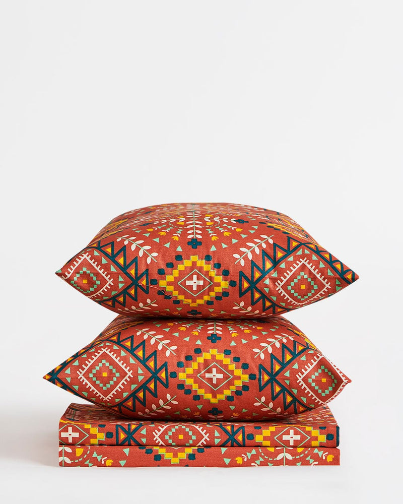 Chumbak TEAL by Chumbak Mexico Aztec Bedsheet-Queen size, 136TC