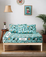 Chumbak TEAL by Chumbak Mexico Peachy Floral Bedsheet-Queen size, 136TC