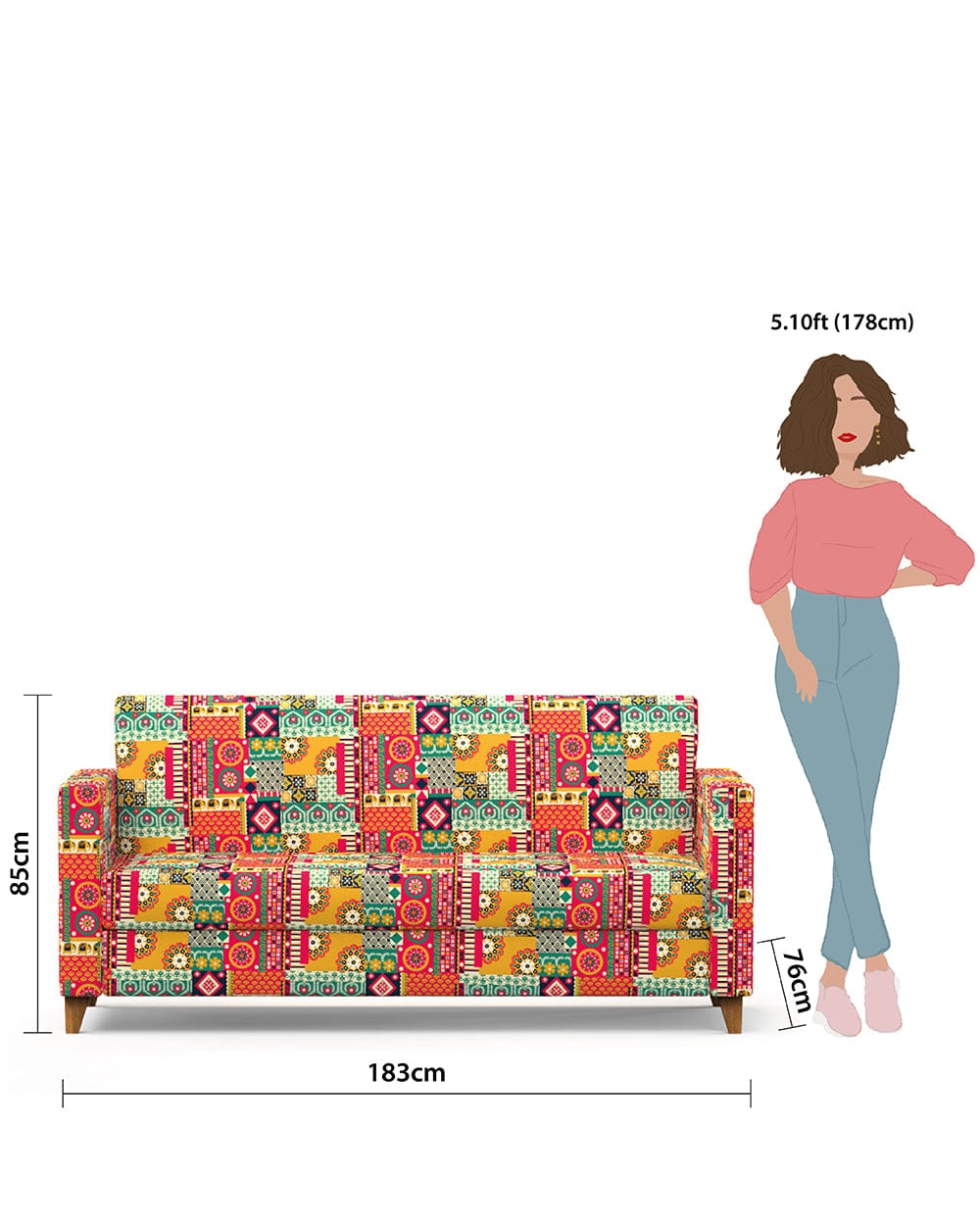 Chumbak Modern Couch-Floral Swirls