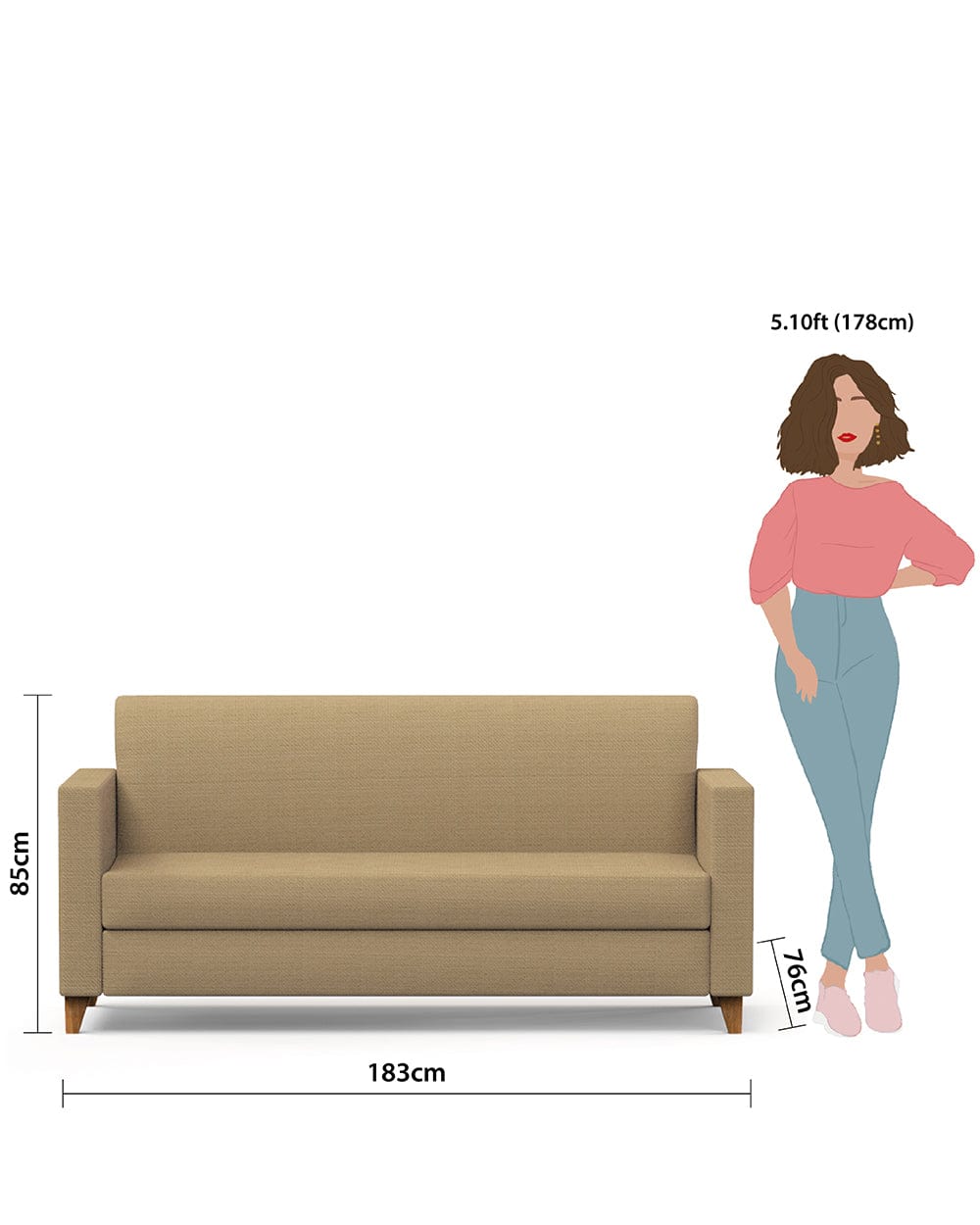 Chumbak Modern Couch-Beach Beige