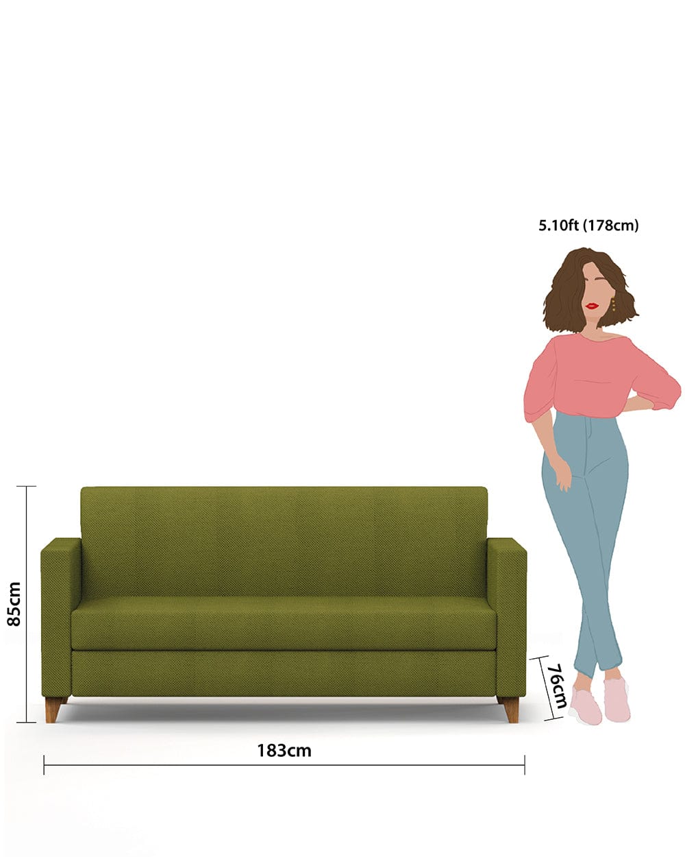Chumbak Modern Couch-Savanna Green