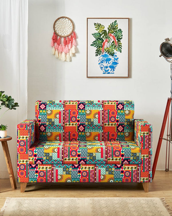 Chumbak Modern Loveseat-Floral Swirls