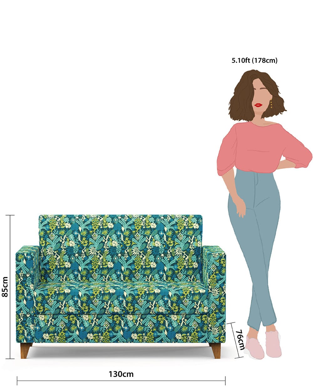 Chumbak Modern Loveseat-Tropical Ikkat