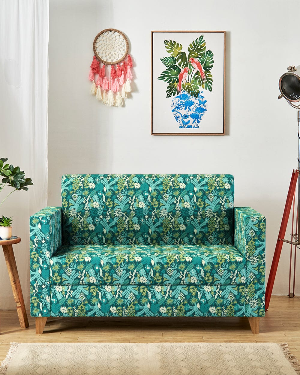 Chumbak Modern Loveseat-Tropical Ikkat