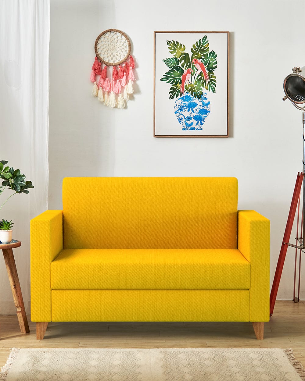 Chumbak Modern Loveseat-Sahara Mustard