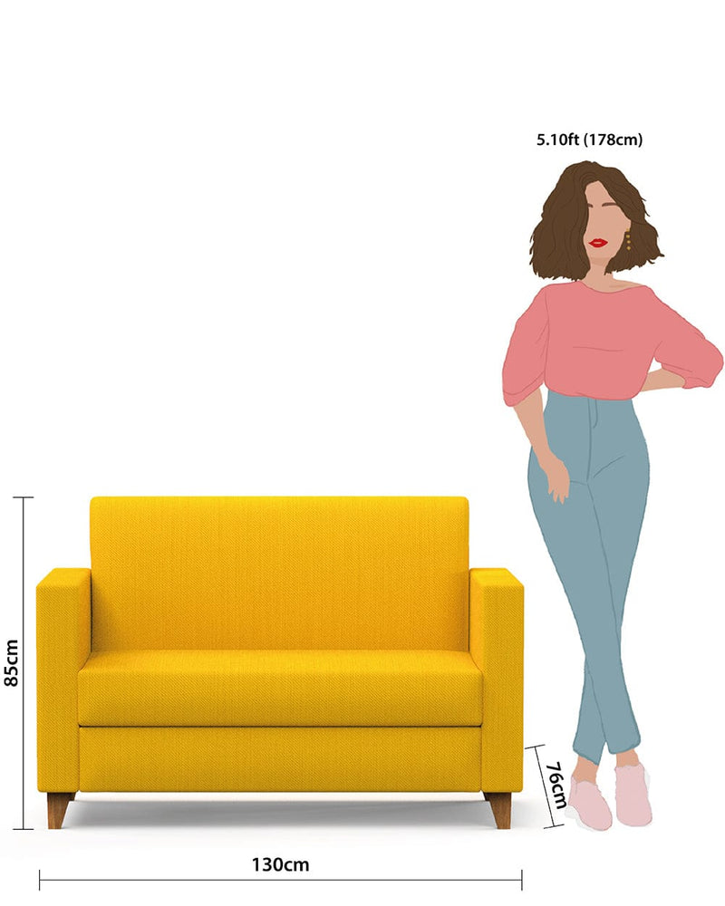 Chumbak Modern Loveseat-Sahara Mustard
