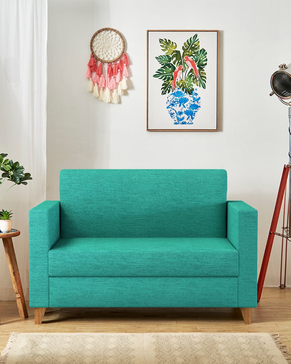 Chumbak Modern Loveseat-Maldivian Teal