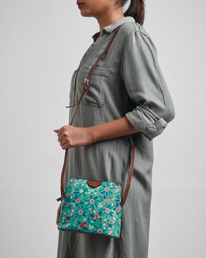 Chumbak Teal By Chumbak Birds of Paradise Sling Bag
