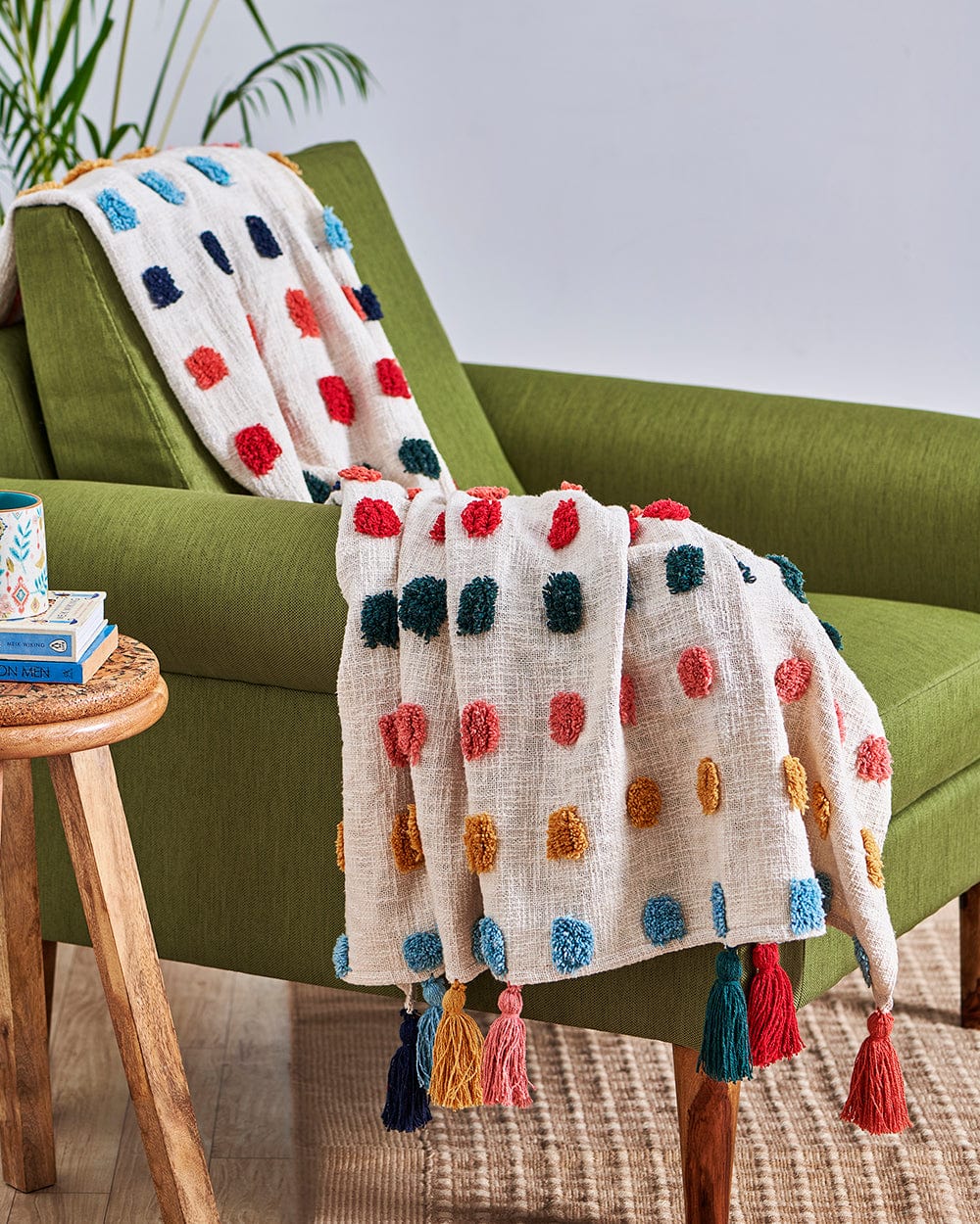 Rainbow Tassel Throw