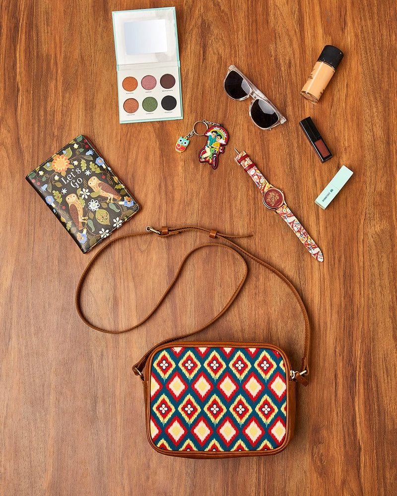 Chumbak Teal by Chumbak Ikat Glow Sling Bag