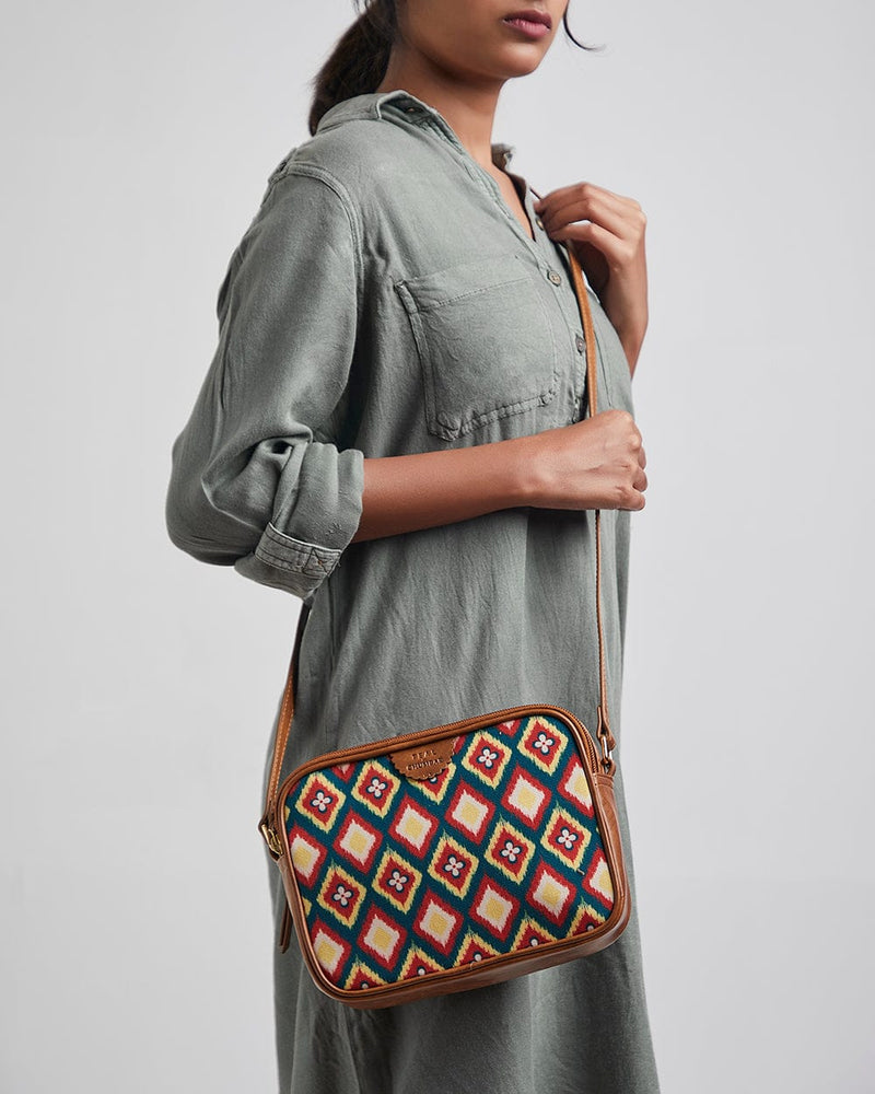Chumbak Teal by Chumbak Ikat Glow Sling Bag