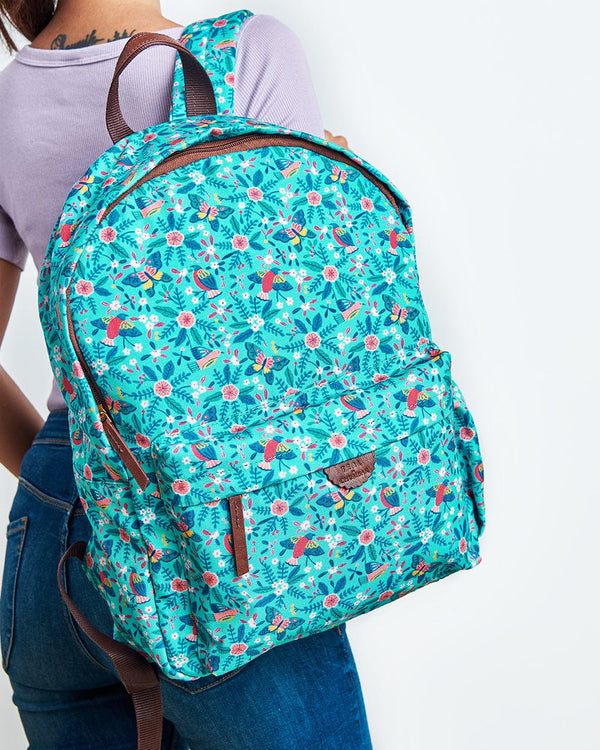 Chumbak Teal By Chumbak Birds of Paradise Laptop Backpack