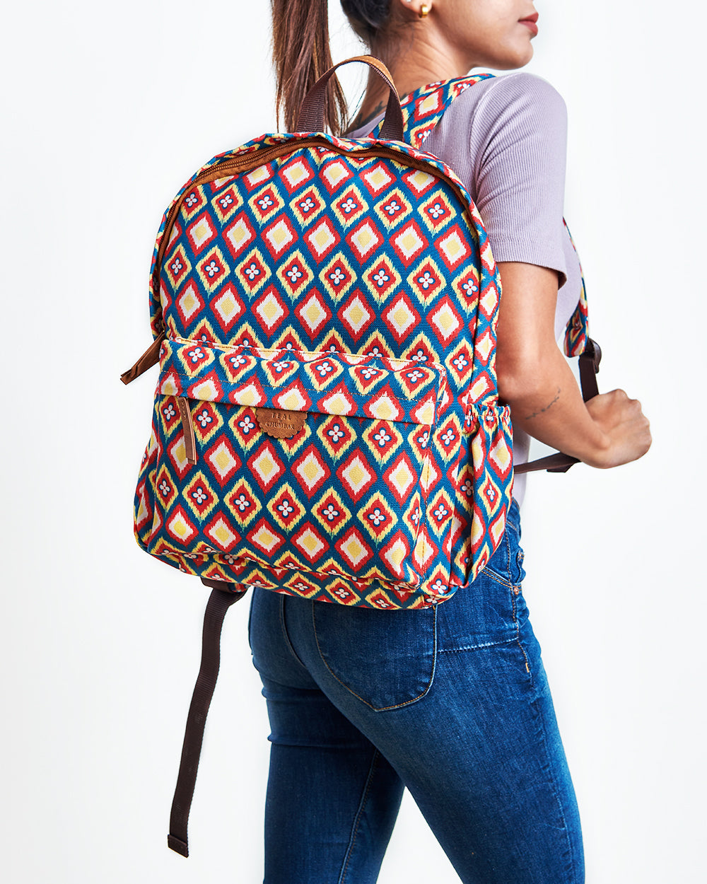 TealByChumbak Ikkat Glow Laptop Backpack