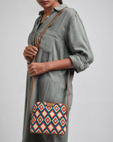 Chumbak Teal By Chumbak Ikkat Glow Sling Bag
