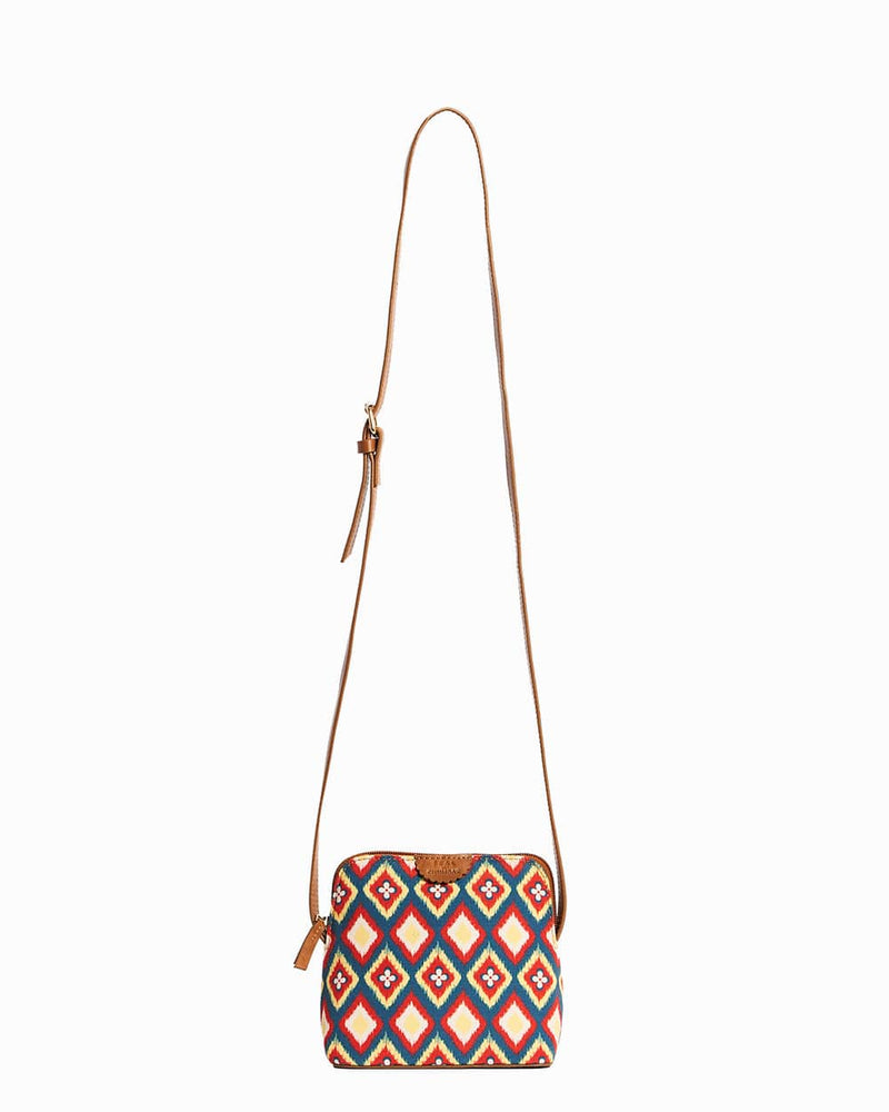 Chumbak Teal By Chumbak Ikkat Glow Sling Bag