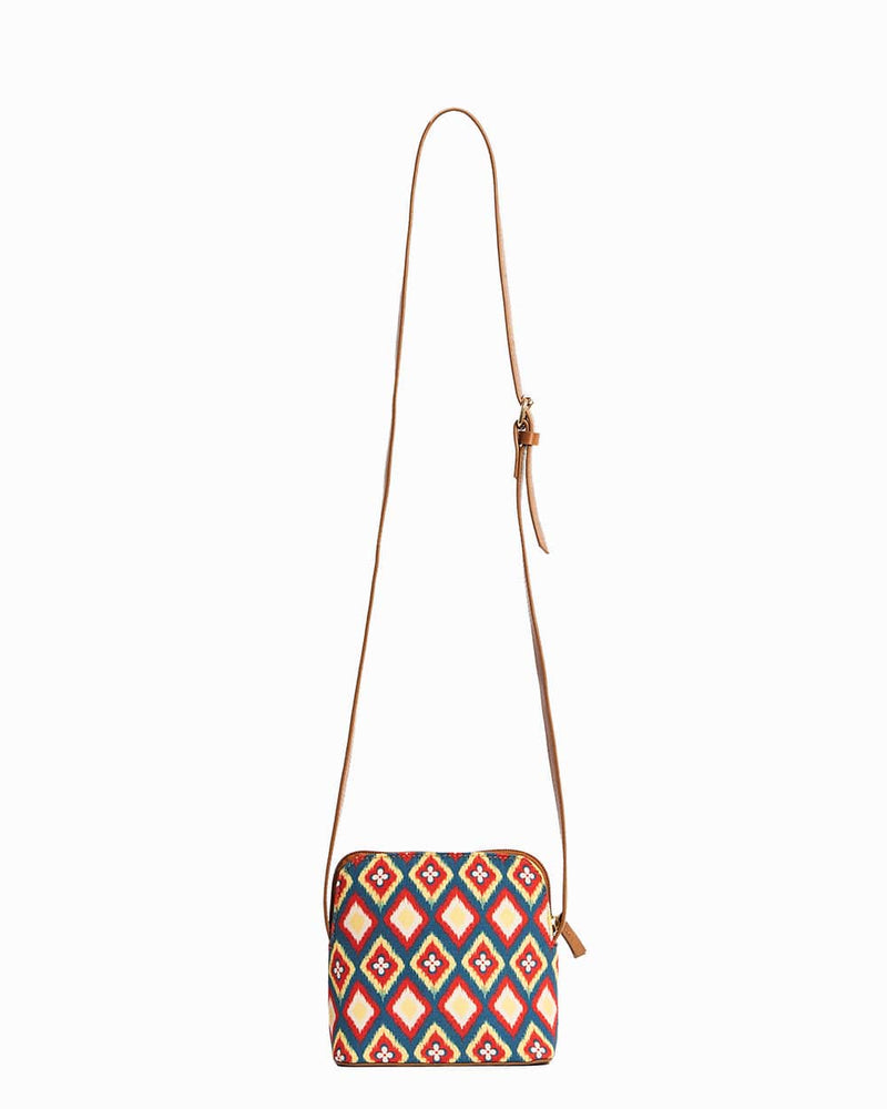 Chumbak Teal By Chumbak Ikkat Glow Sling Bag