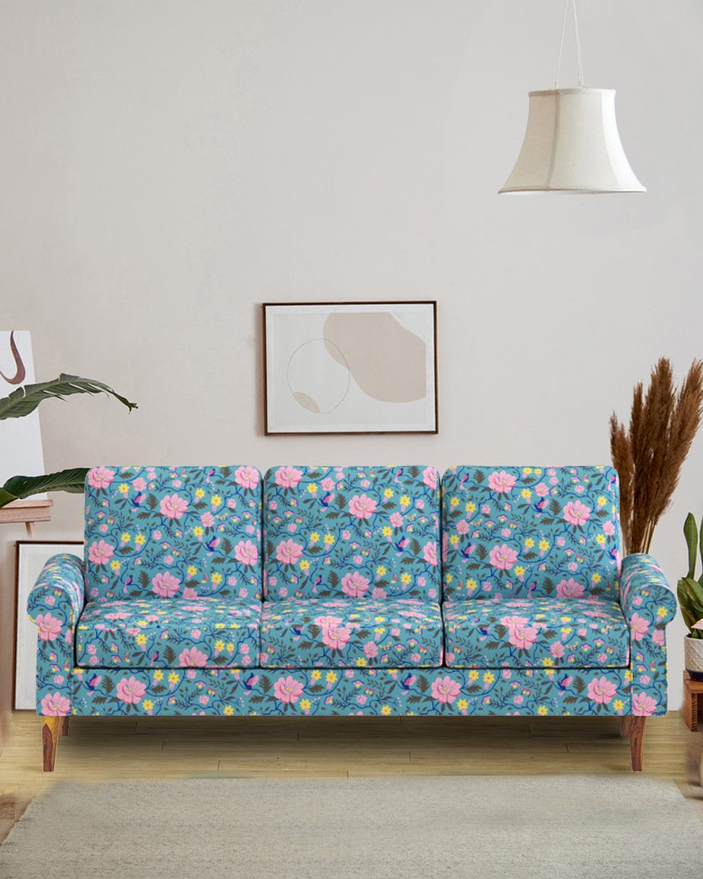 Colonial Couch 3 Seater Spring Bloom Teal