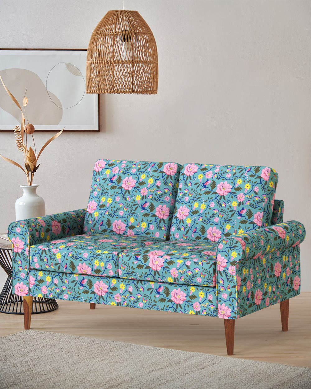 Chumbak Colonial Couch 2 Seater Spring Bloom Teal