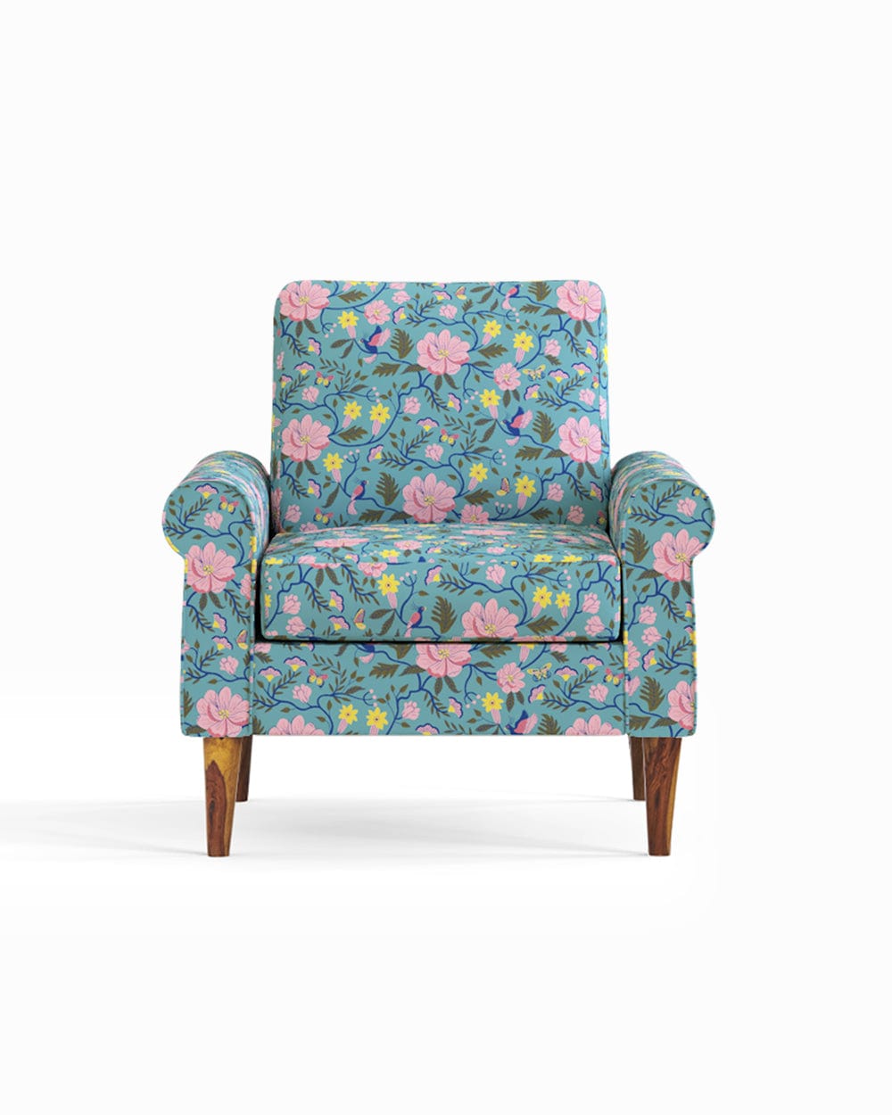 Chumbak Colonial Couch Single Seater Spring Bloom Teal