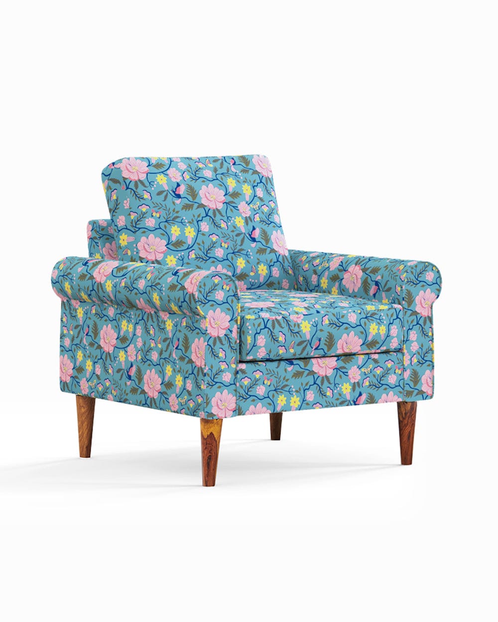 Chumbak Colonial Couch Single Seater Spring Bloom Teal