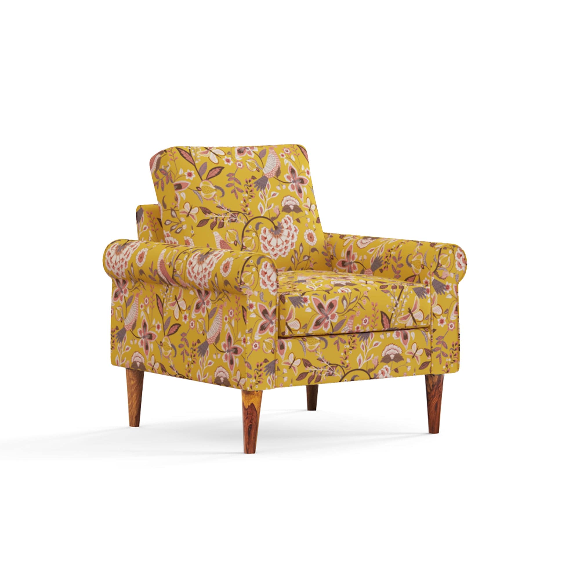 Chumbak Colonial Couch Single Seater Dragonfruit Yellow