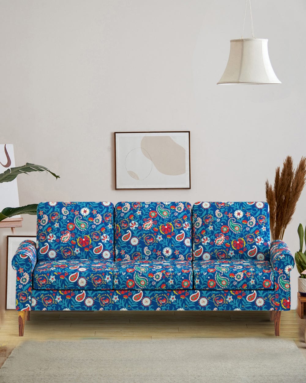 Colonial Couch 3 Seater India Paisleys Blue