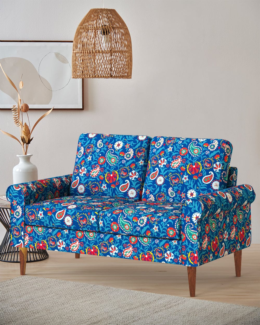 Chumbak Colonial Couch 2 Seater India Paisleys Blue