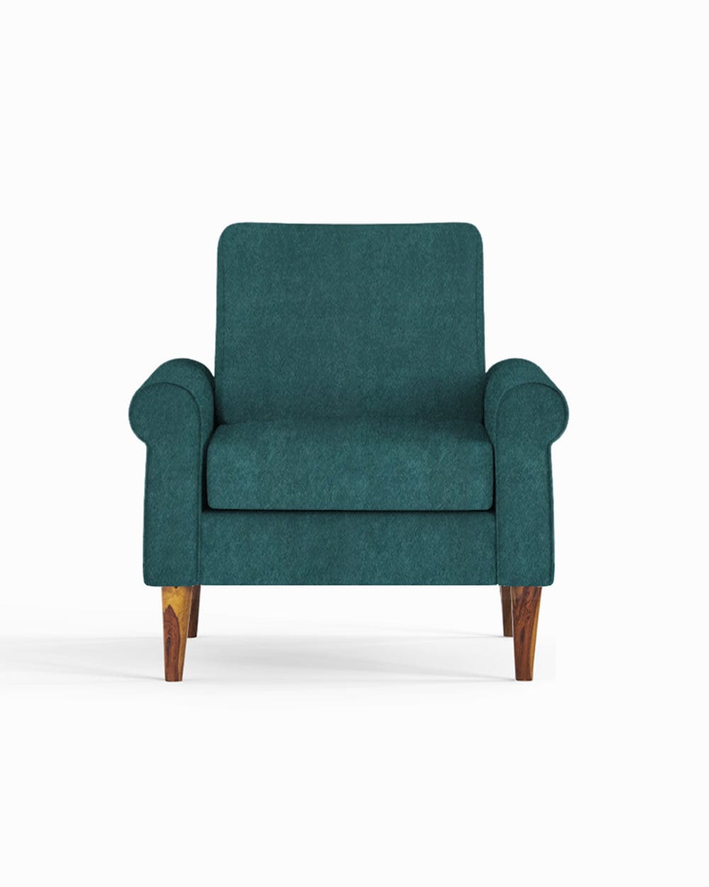 Chumbak Colonial Couch Single Seater Green Velvet Dark Green