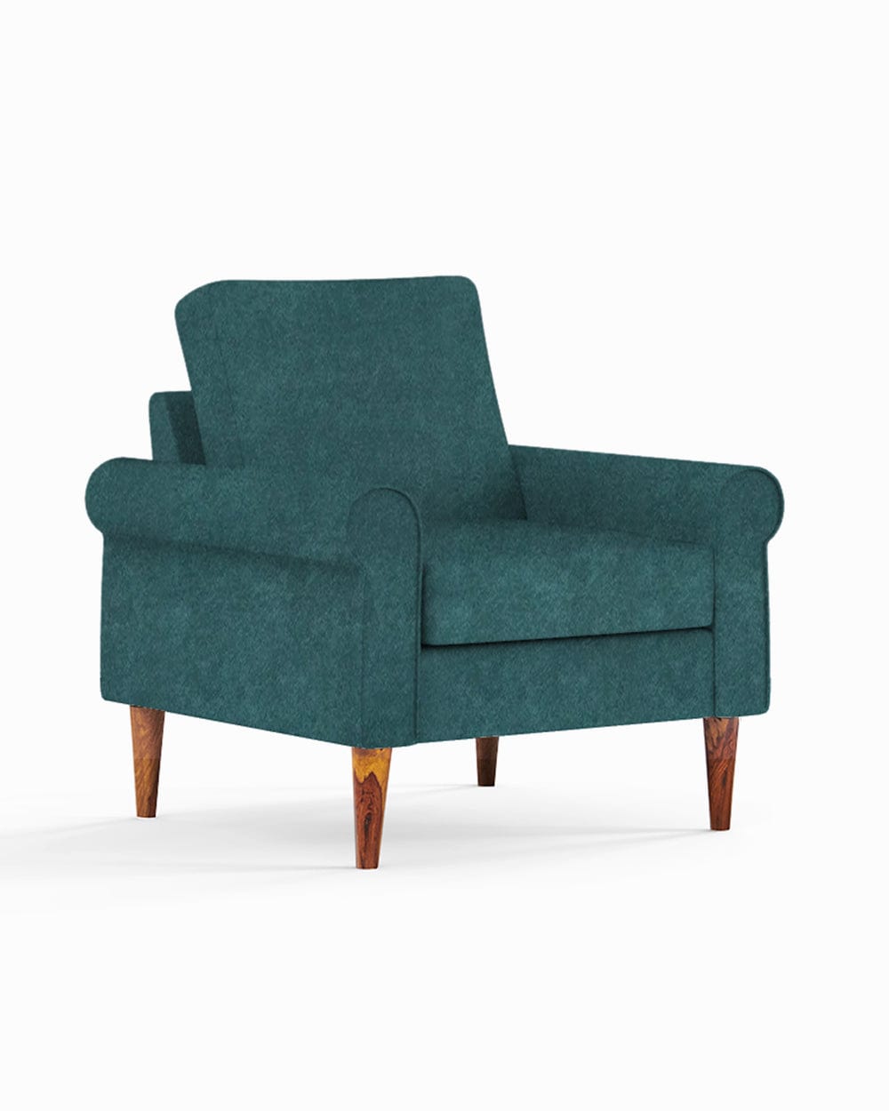 Chumbak Colonial Couch Single Seater Green Velvet Dark Green