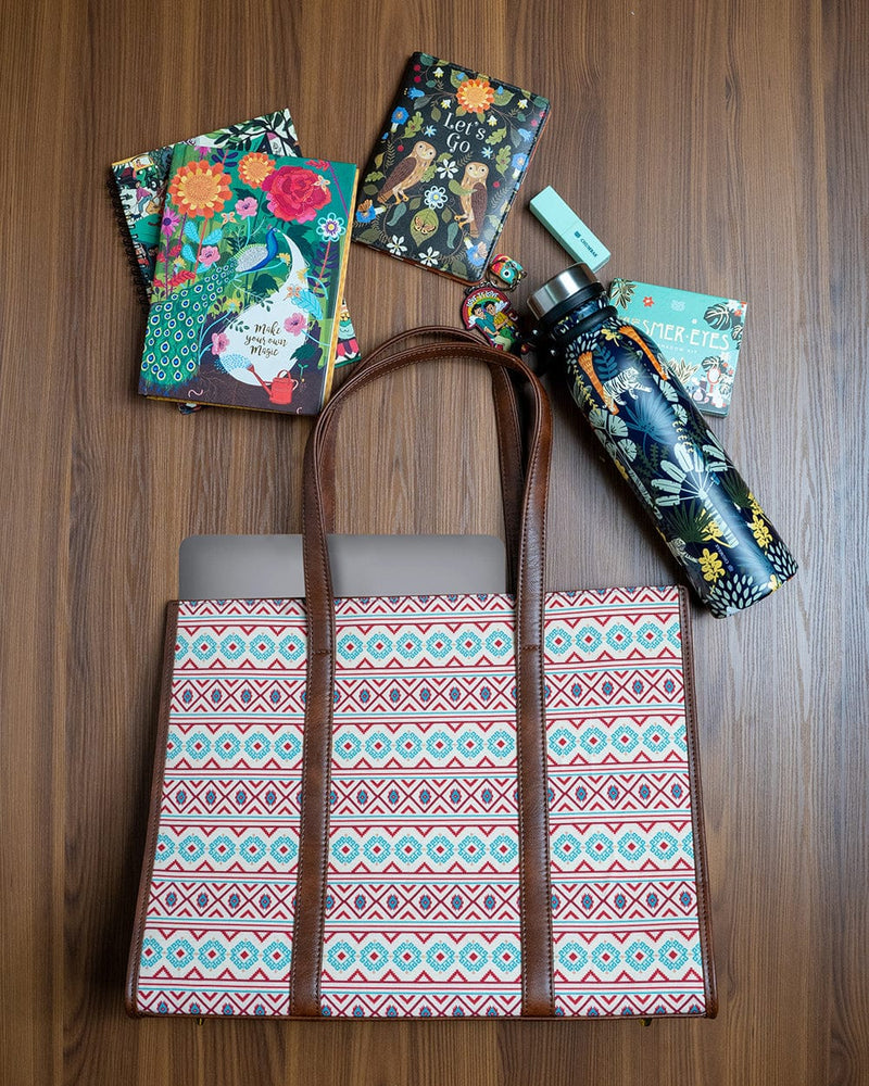 Chumbak Teal by Chumbak Mercado Aztec Canvas Tote