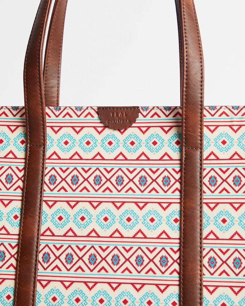 Chumbak Teal by Chumbak Mercado Aztec Canvas Tote