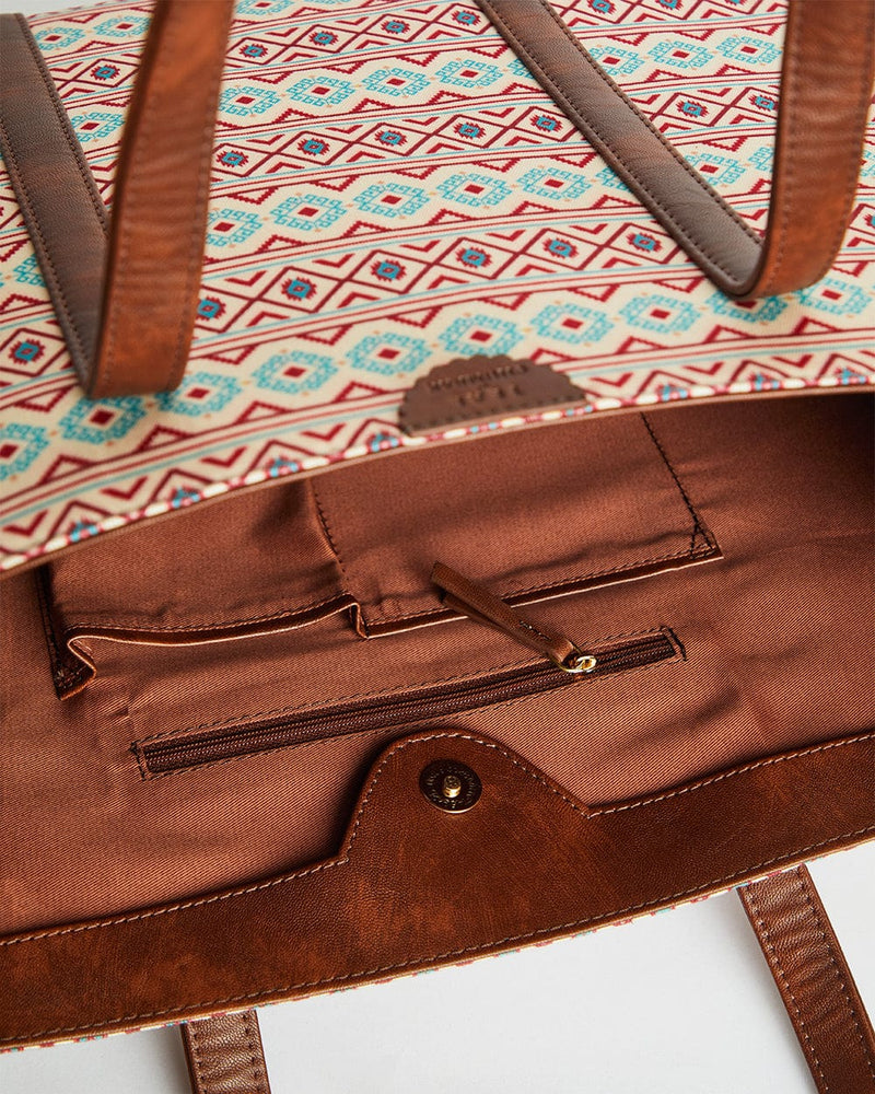 Chumbak Teal by Chumbak Mercado Aztec Canvas Tote