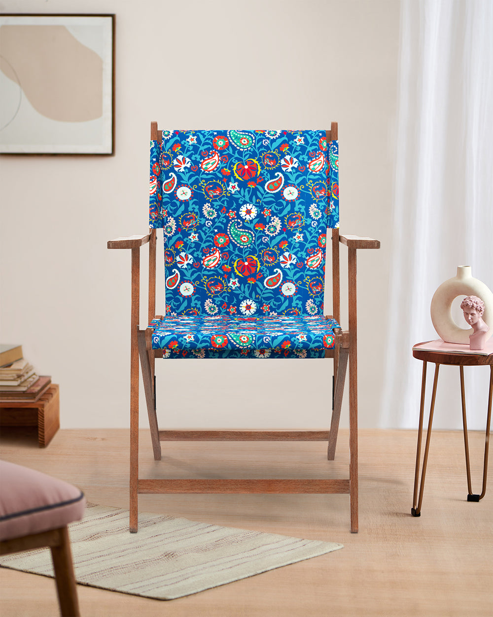 Bistro Folding Chair India Paisleys Blue