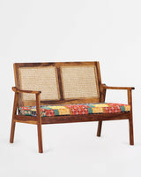 Chumbak French Rattan Love Seat Boho patches Red