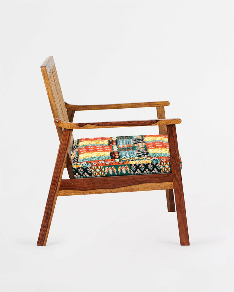 Chumbak French Rattan Love Seat Boho patches Red
