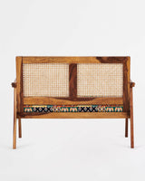 Chumbak French Rattan Love Seat Boho patches Red