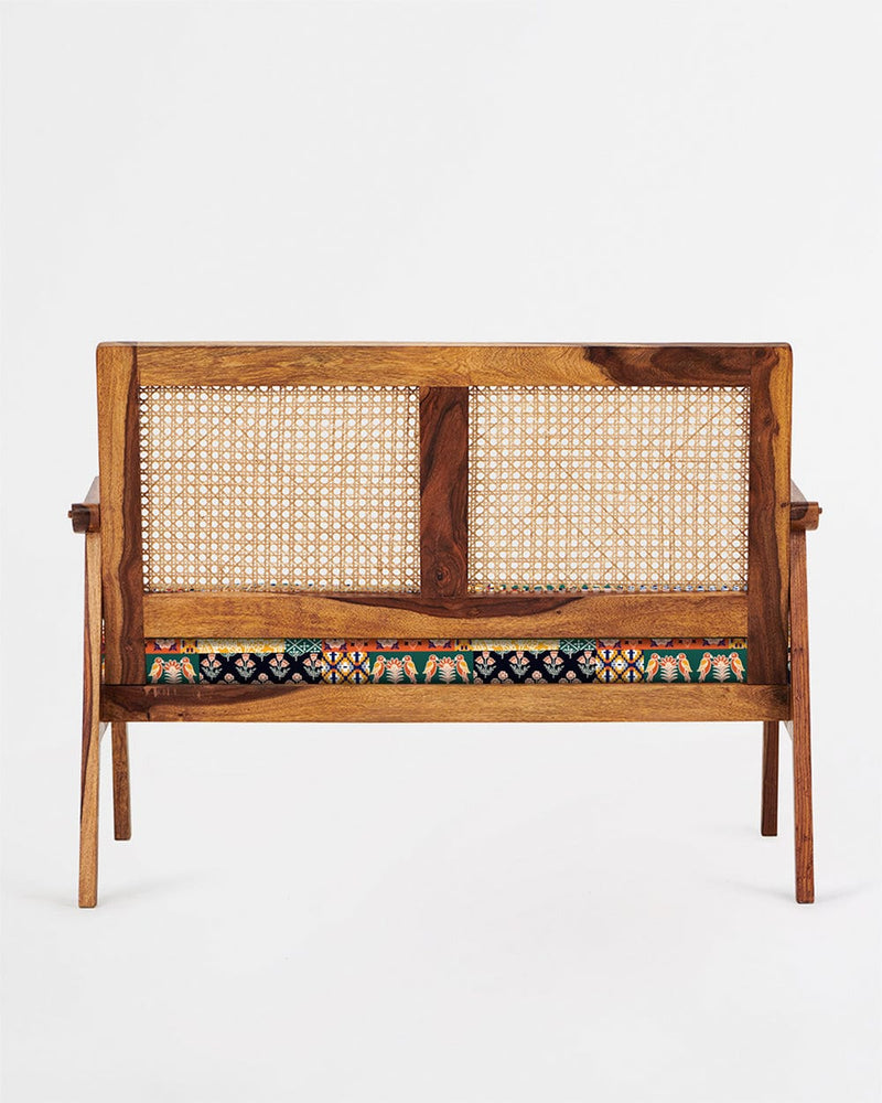 Chumbak French Rattan Love Seat Boho patches Red