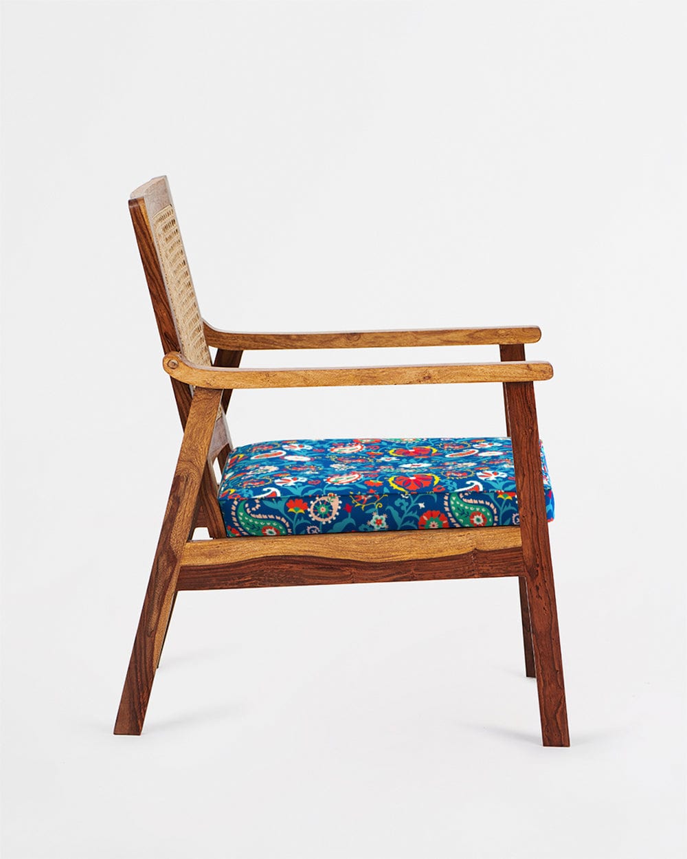 Chumbak French Rattan Arm Chair India Paisleys Blue