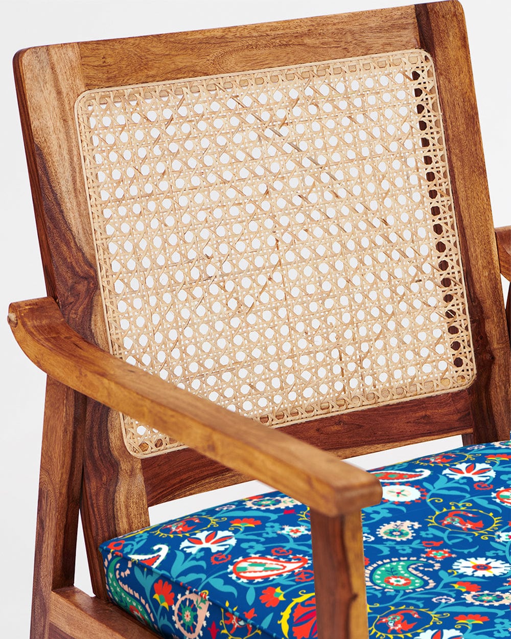 Chumbak French Rattan Arm Chair India Paisleys Blue