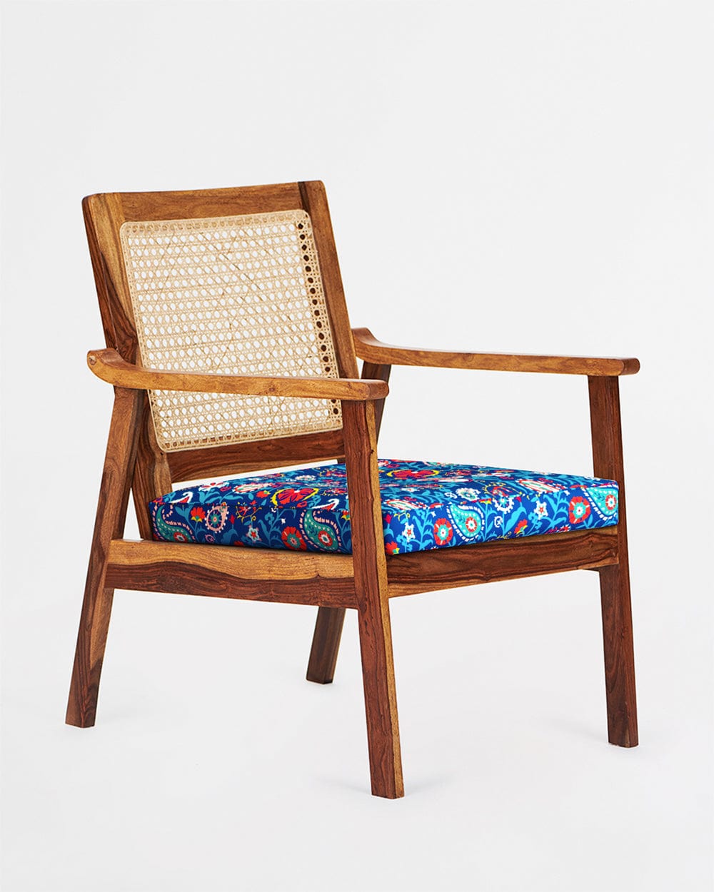 Chumbak French Rattan Arm Chair India Paisleys Blue