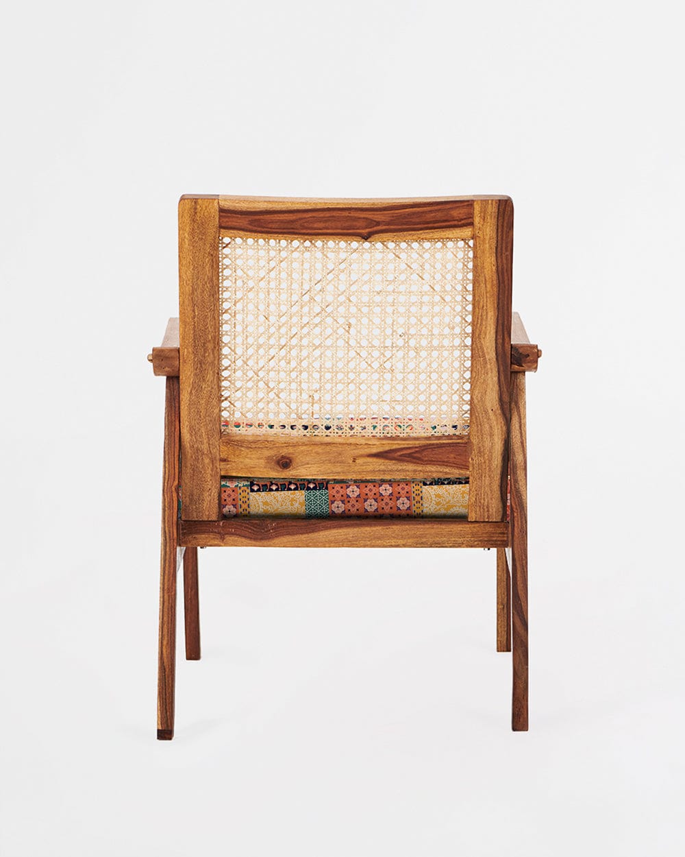 Chumbak French Rattan Arm Chair Boho patches