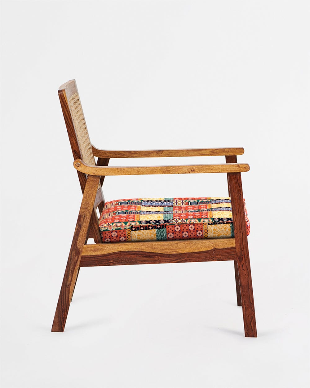 Chumbak French Rattan Arm Chair Boho patches