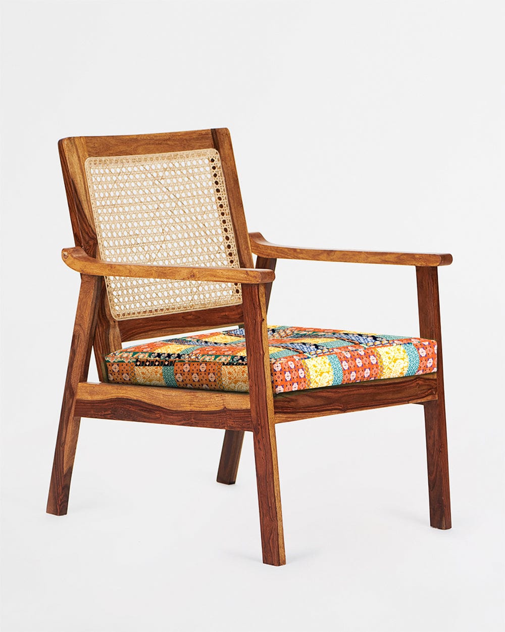 Chumbak French Rattan Arm Chair Boho patches