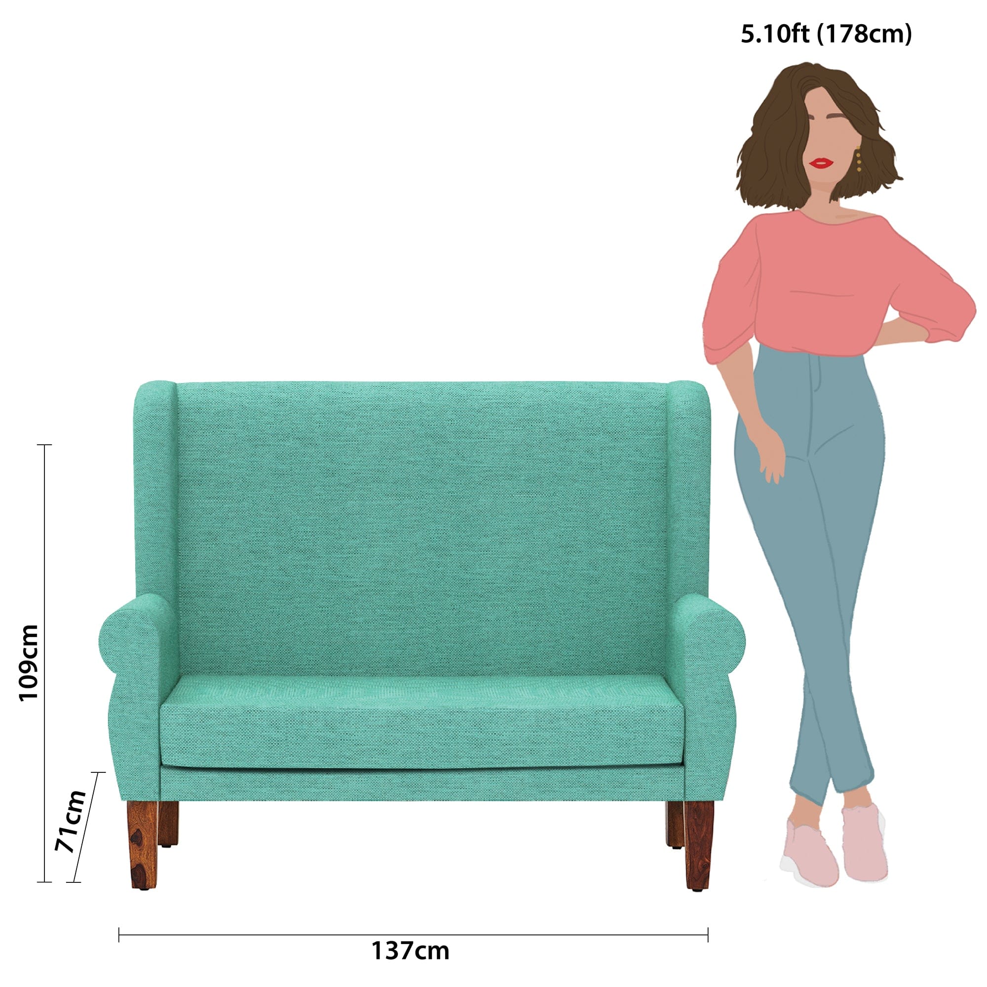 Chumbak Begum Love Seat-Maldivian Teal