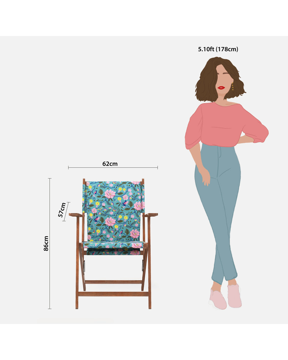 Bistro Folding Chair Spring Bloom Teal