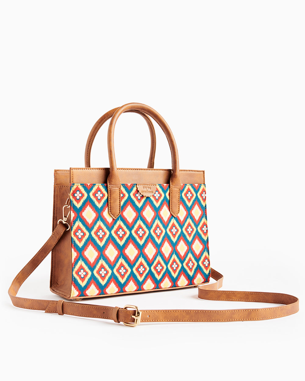 Teal by Chumbak Ikkat Glow Hand Bag