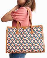 Teal by Chumbak Ikkat Glow Office Tote