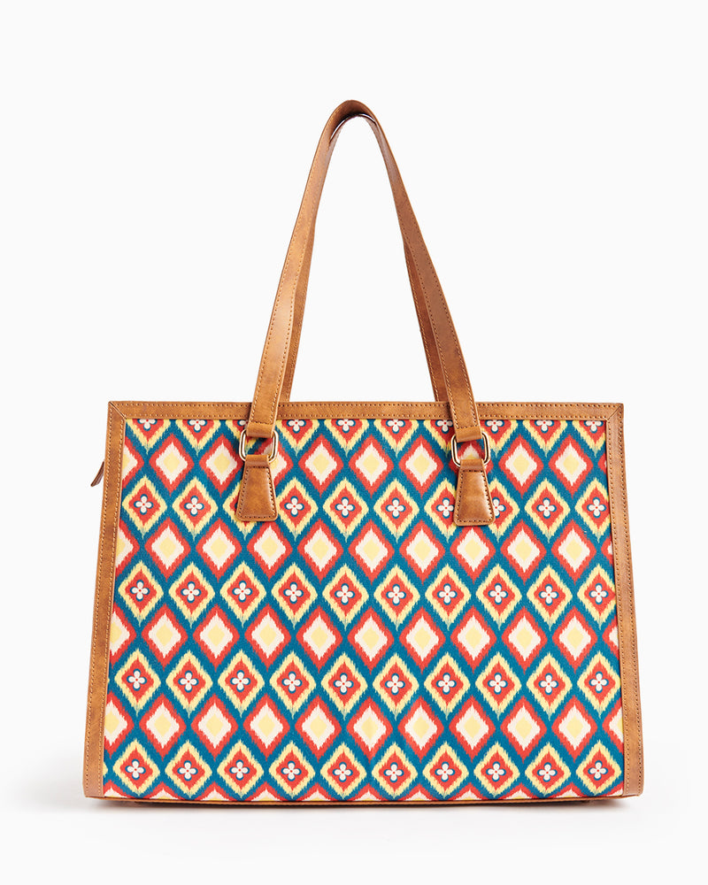 Teal by Chumbak Ikkat Glow Office Tote