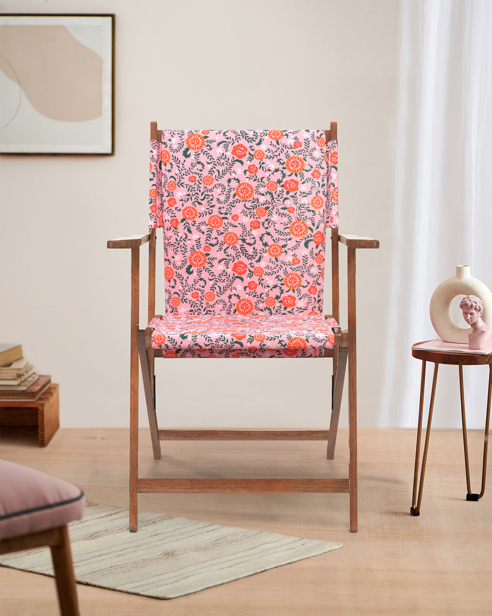 Bistro Folding Chair Earthy Florals Peach