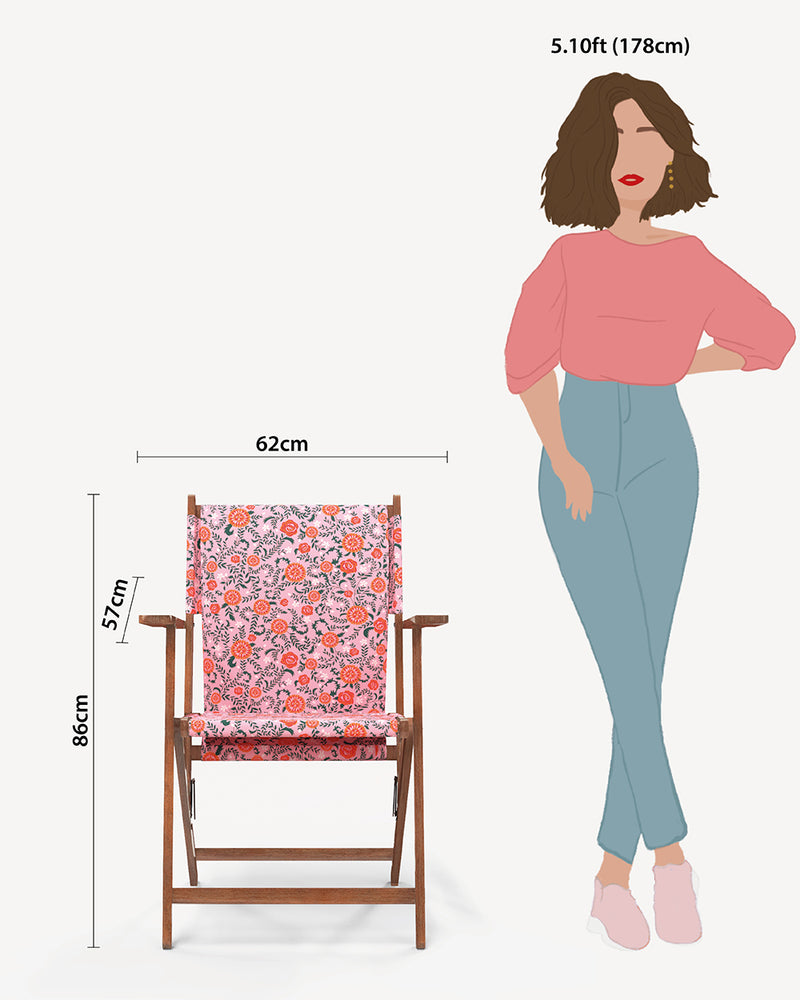 Bistro Folding Chair Earthy Florals Peach